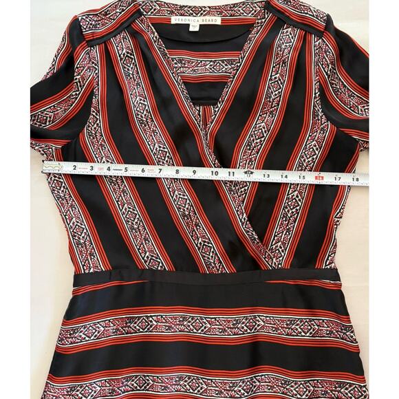 Veronica Beard Ivy Flounce Silk Wrap Style Dress 6 Red Black Party Boho Indie - Picture 12 of 16